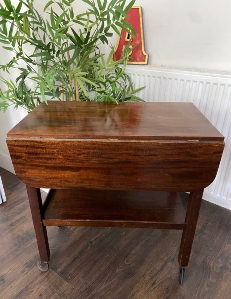 Vintage Oak Drop Leaf Tea Trolley/Table – Good Condition