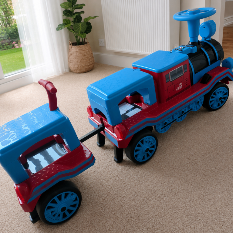 Costway Electric 3-Seater Ride on Train Set Trackless 12V Kids Ride on Toy Car