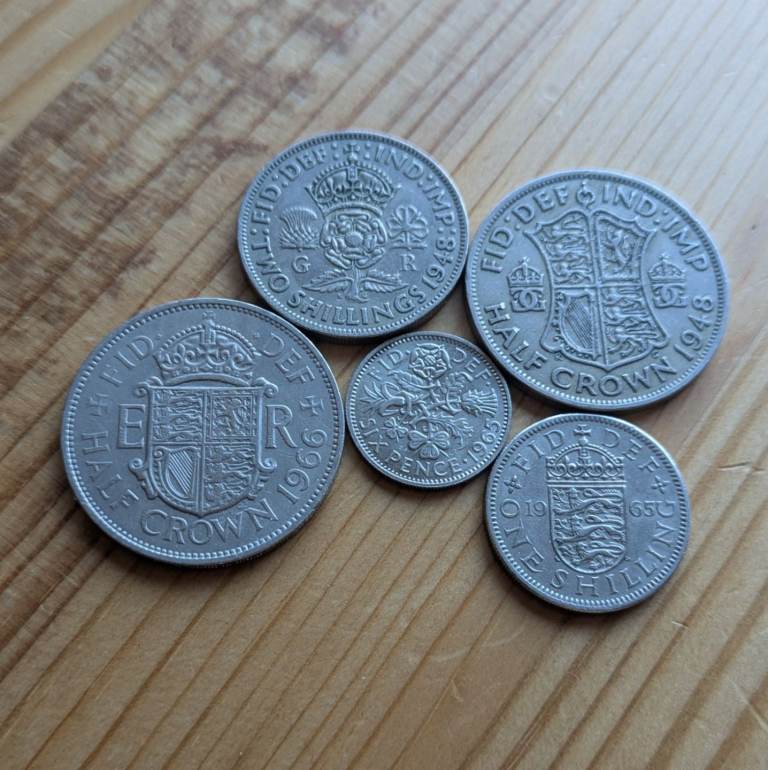 King George and Queen Elizabeth coins - Half-Crowns Florin Shilling Sixpence 