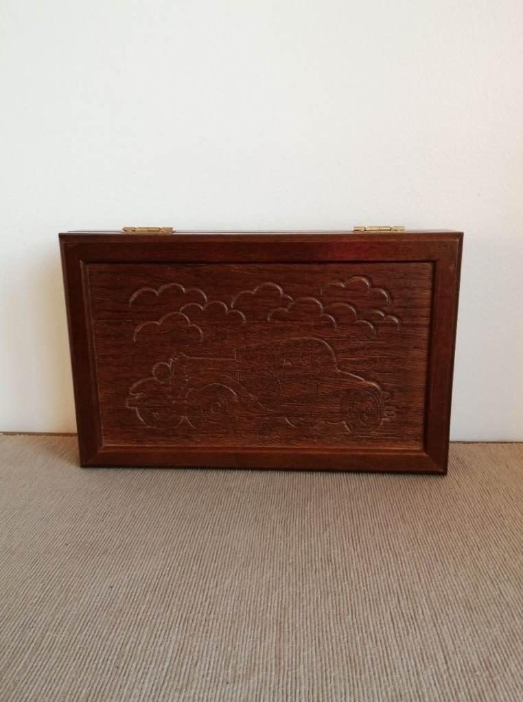 Wooden carved car jewellery box
