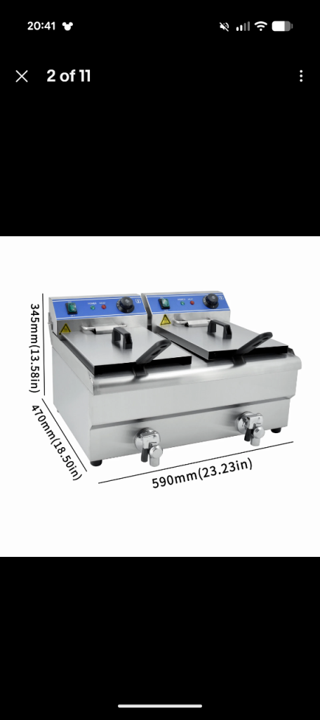 Commercial 20L Electric Deep Fat Fryer Twin Tank Frying Basket Chips chicken