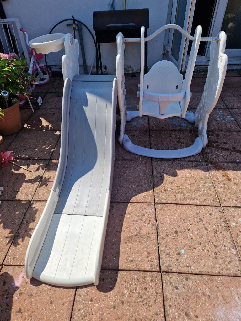 Kids Slide and Swing Set – Good Condition, White