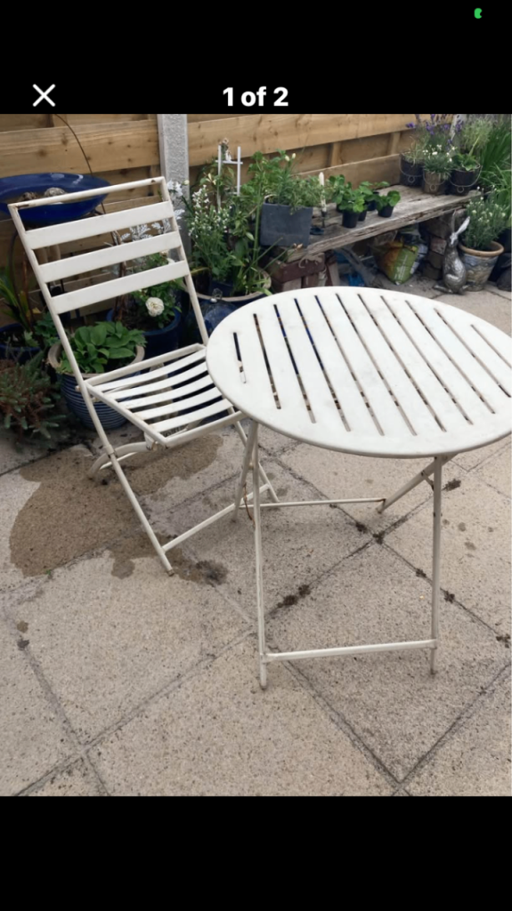 Vintage Metal Garden Table & Chair