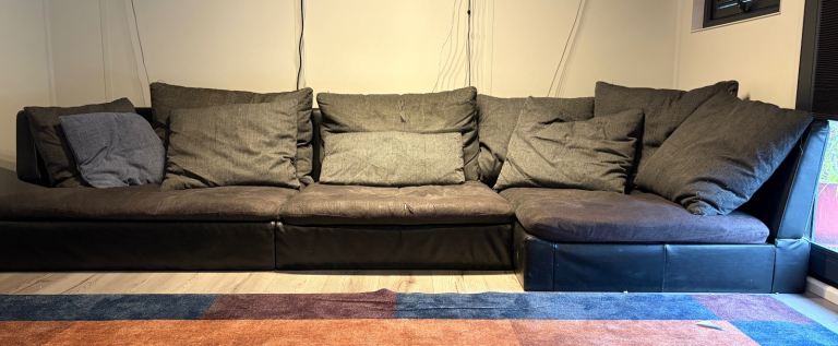 Natuzzi leather and fabric 4 seater sofa