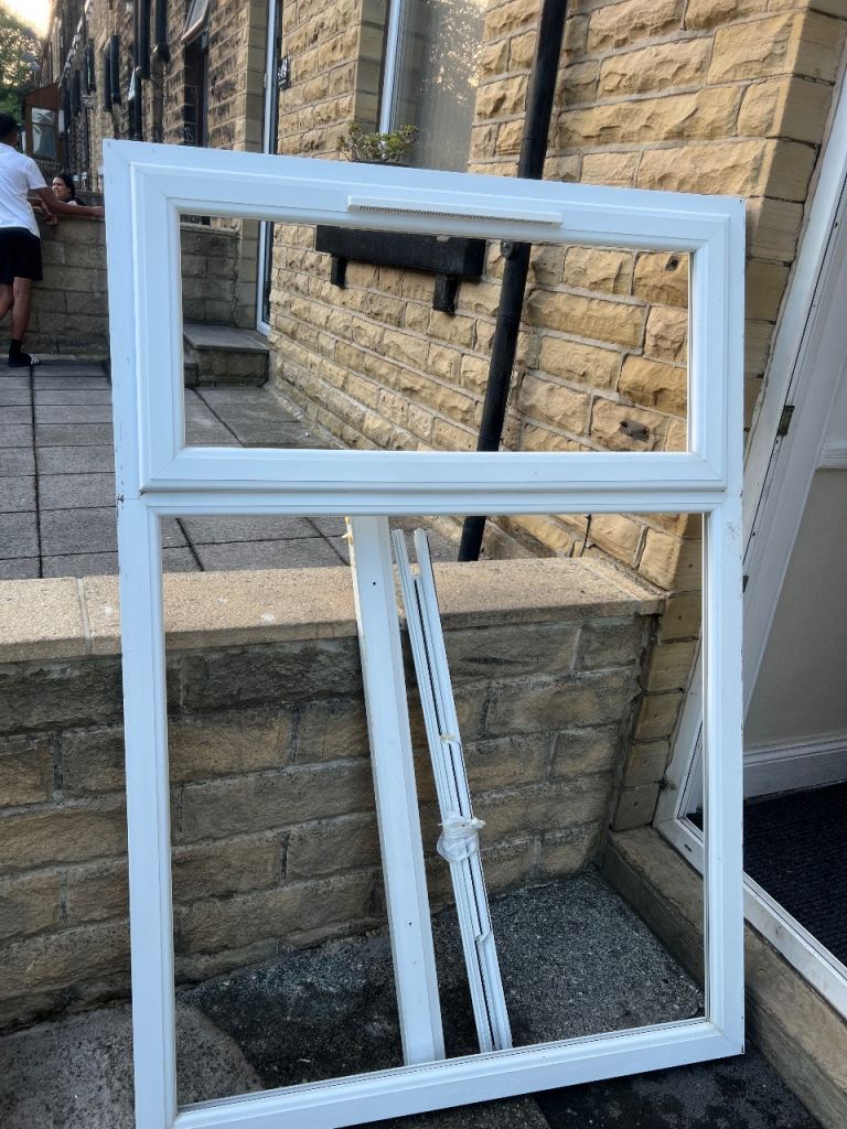 White UPVC Window Frame with Glass – 113x179cm