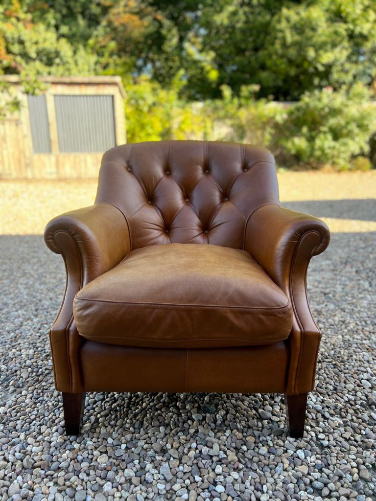 Beautiful Chesterfield style Laura Ashley Tan Leather Chair