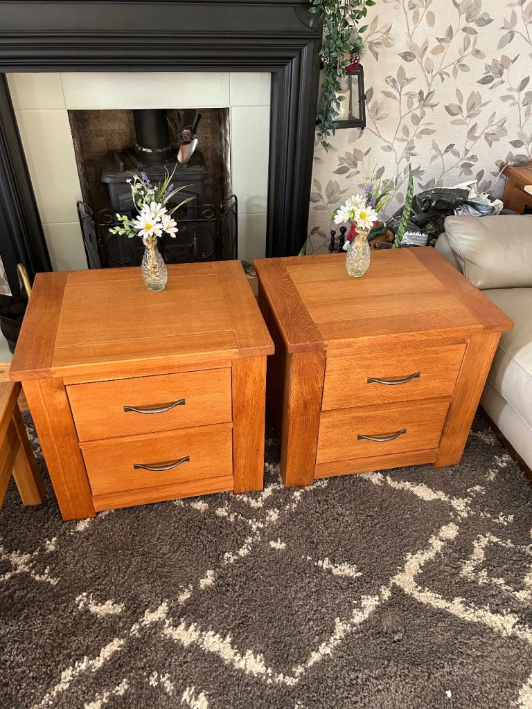 Next solid oak bedside /living room drawers