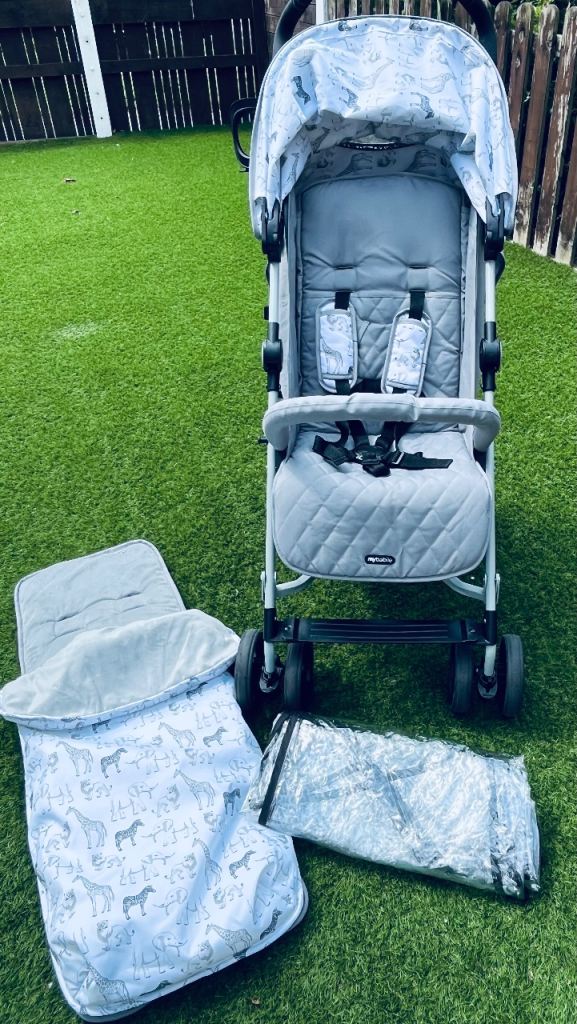 My Babiie Grey Buggy with Cosytoes and Rain Cover – Nearly New