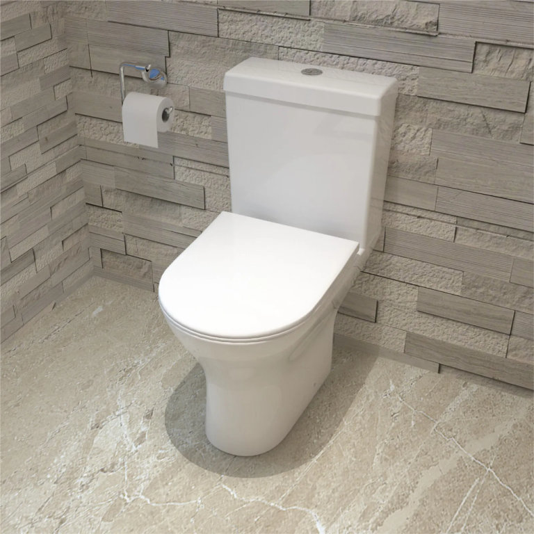Bathroom Close Coupled Toilet Slim Soft Close Seat Pan Short Projection WC