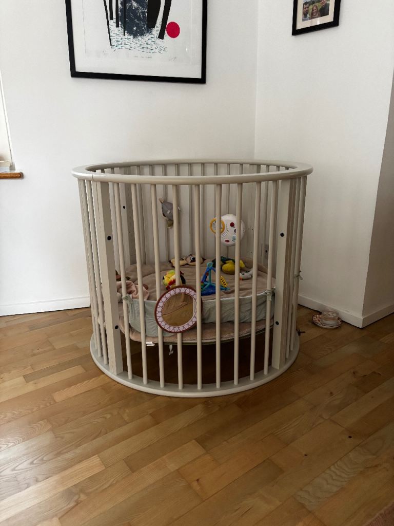 Baby & toddler round wooden playpen clay