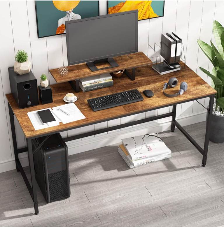 Homeyfine Computer Desk with Storage Shelf