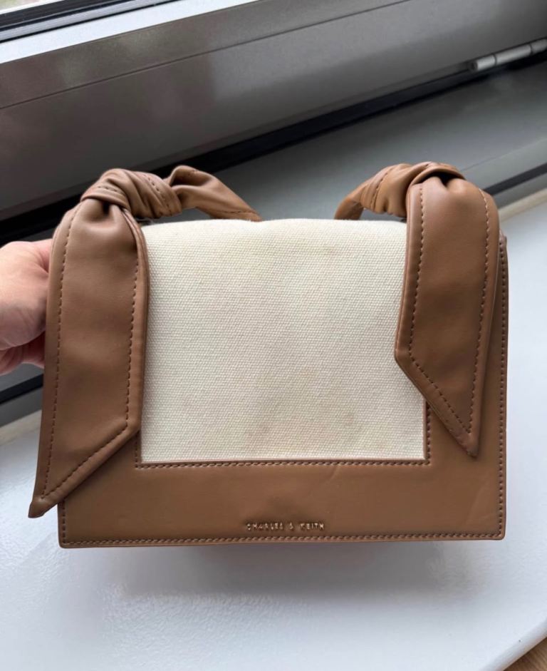 CHARLES & KEITH Brown and Cream Handbag – Good Condition