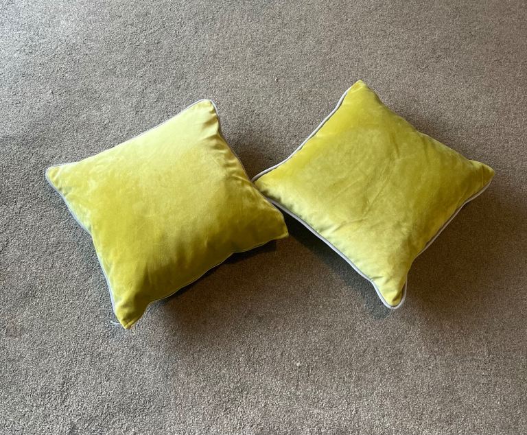 Pair of yellow Velvet Cushions 