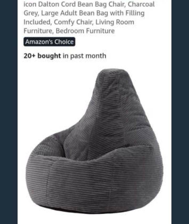 Large charcoal grey bean bag 