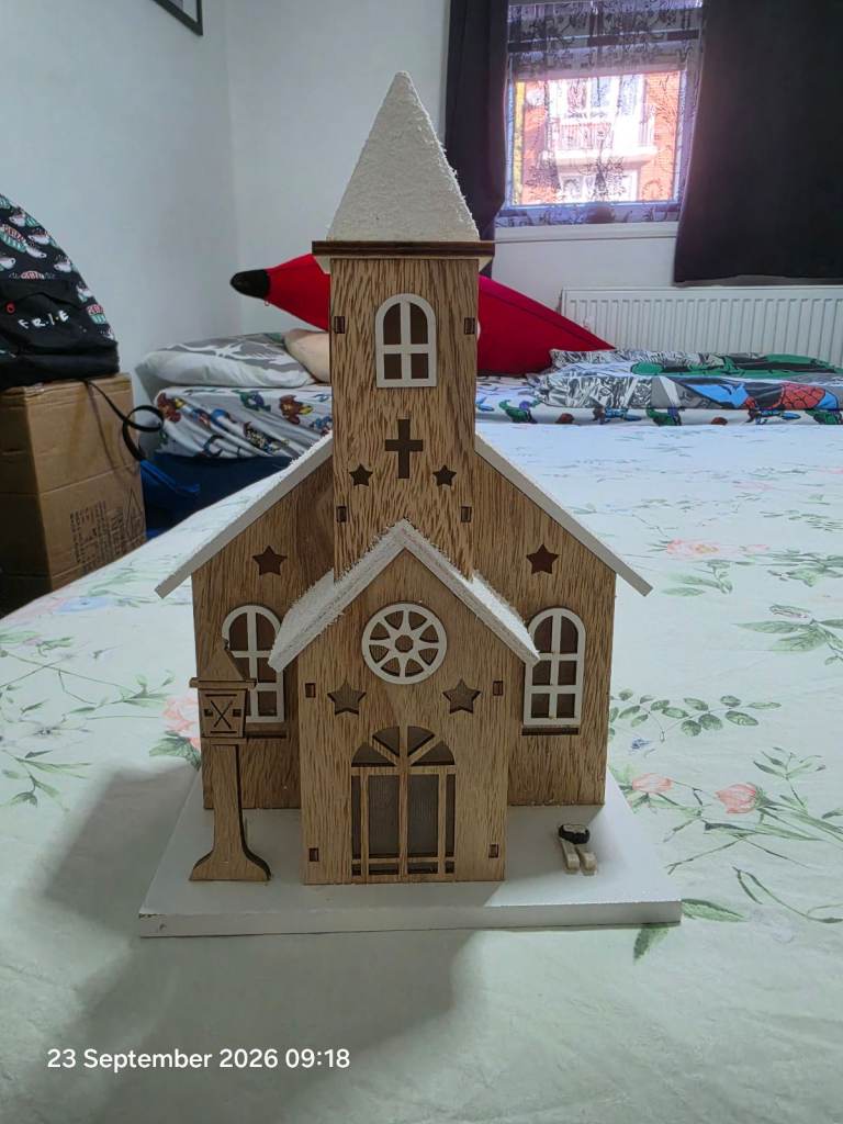 Led christmas Wooden Church Decoration – As Good As New