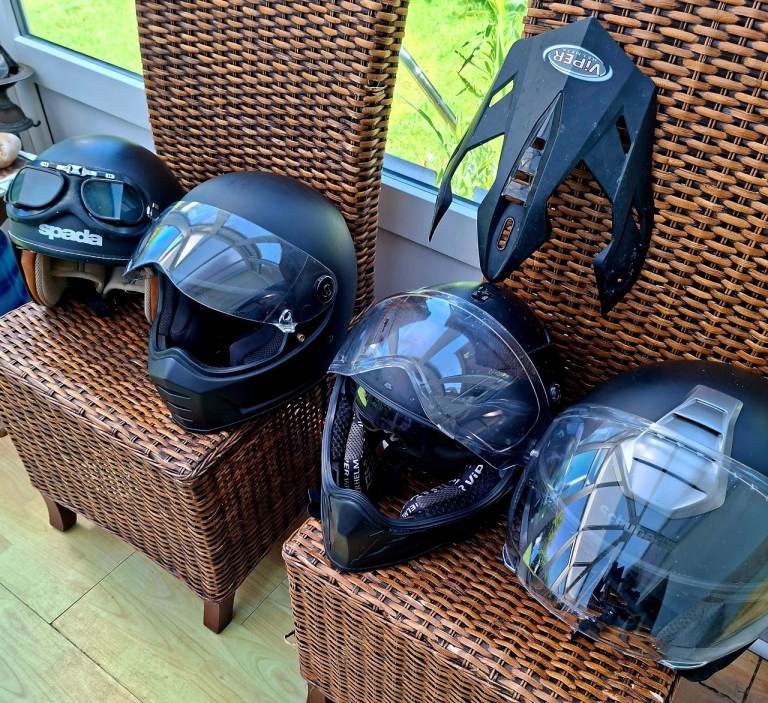 Motor Cycle Helmets x 4