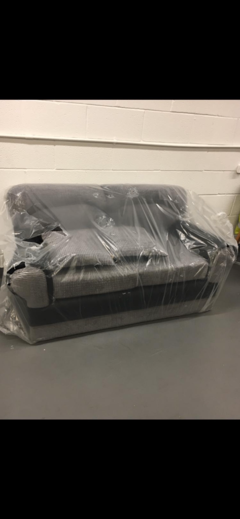 New Black Fabric Sofa – Still in Packaging
