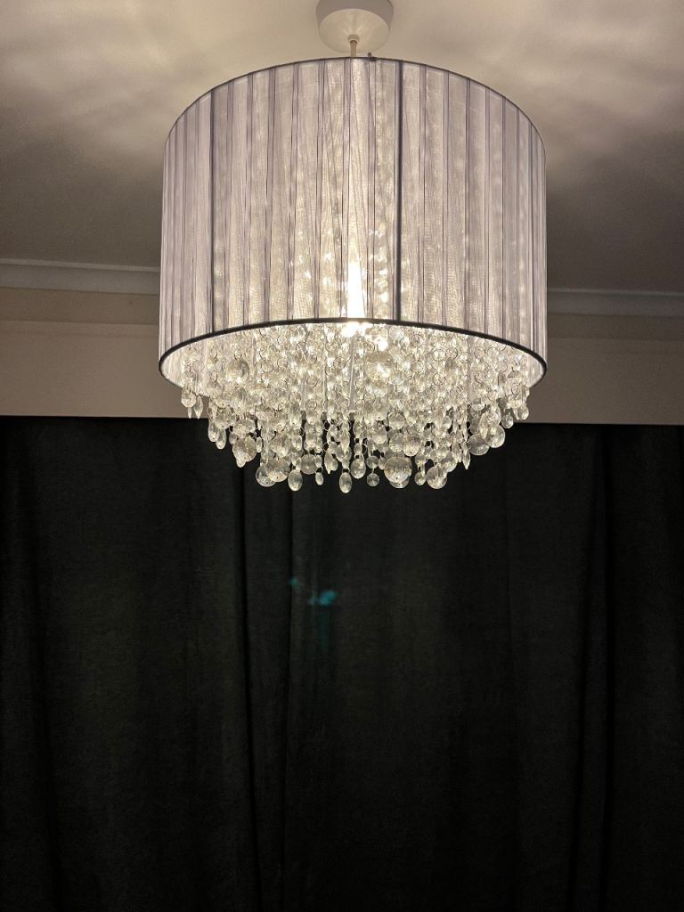 2 x grey/silver light fittings, shades