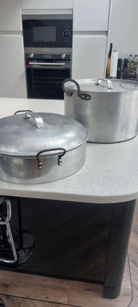 2 x catering stainless steel pans 