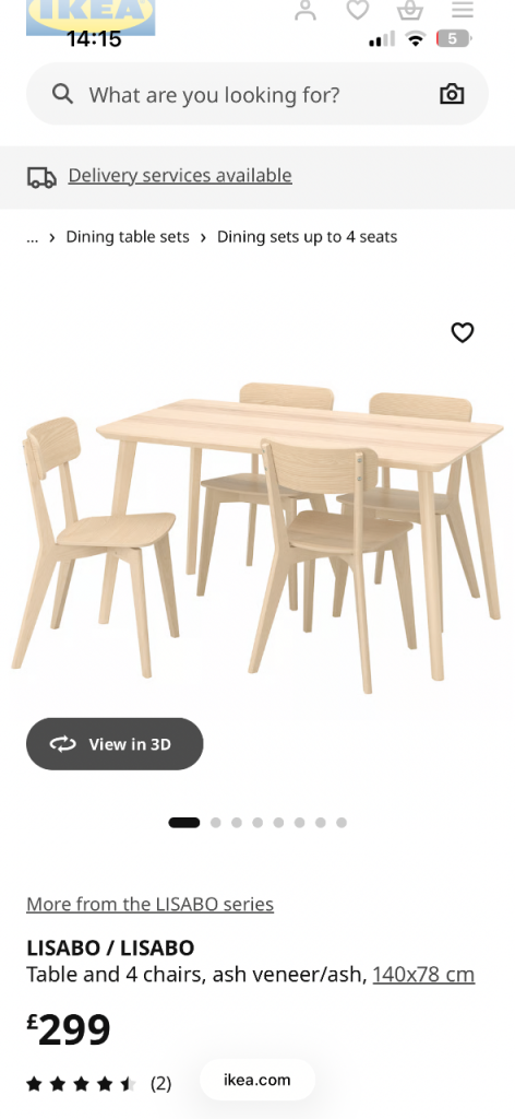 Table and 4 chairs 