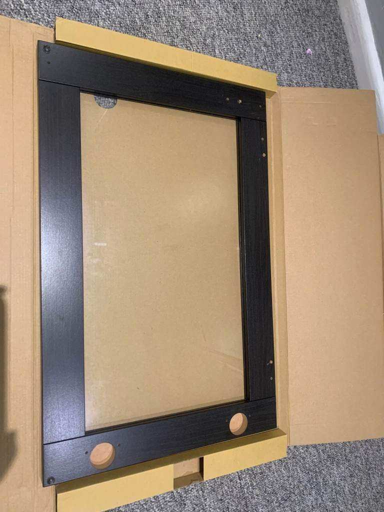 image for GLASSVIK Glass door, black/clear glass, 60x38 cm