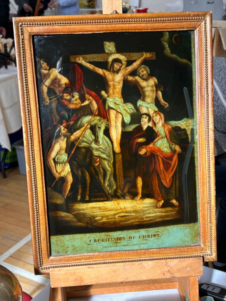 Early 19th Century Framed Mezzotint Crucifixion of Christ