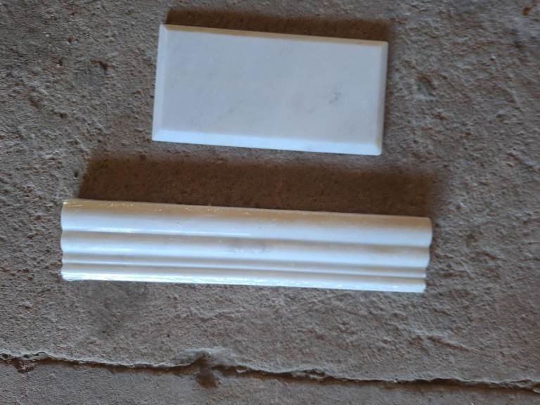 White Marble 'Carrera' style Tiles and Rails