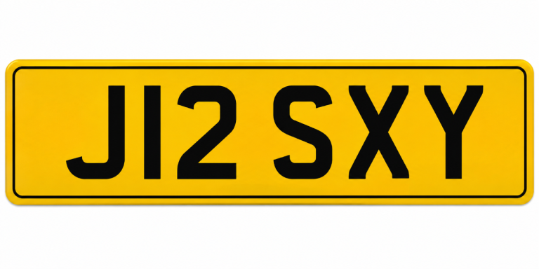 Personal private number plate J12SXY