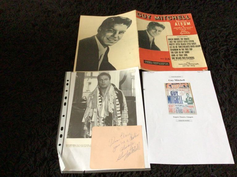 Signed card of guy mitchell with music book  £25 pop singer 