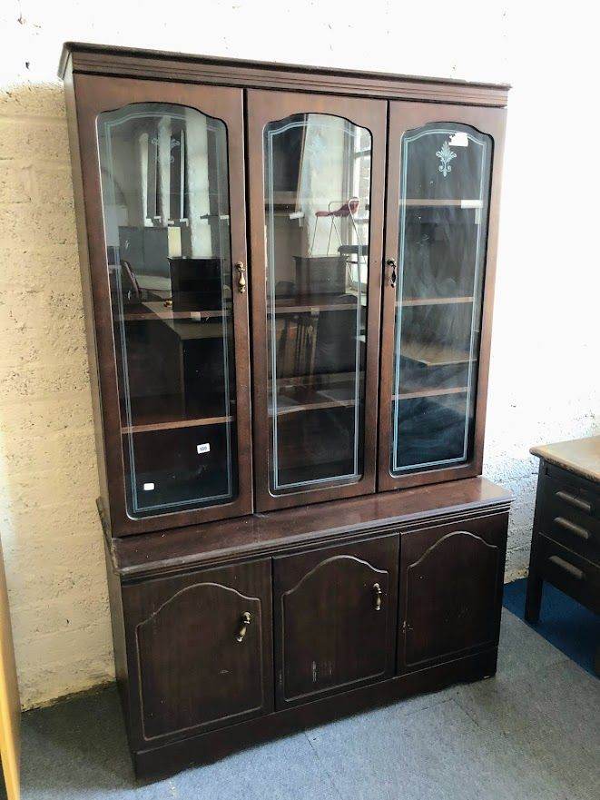 Antique Tall Glass Cabinet with Shelves - £120+VAT