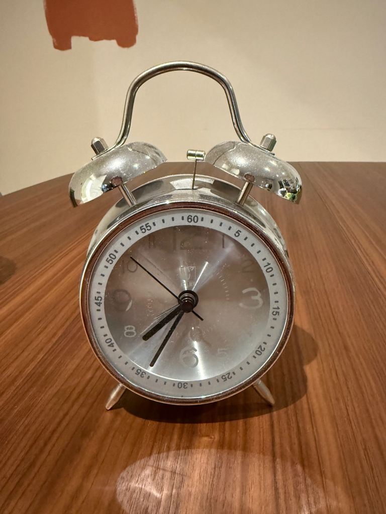 Silver Twin Bell Alarm Clock – Good Condition