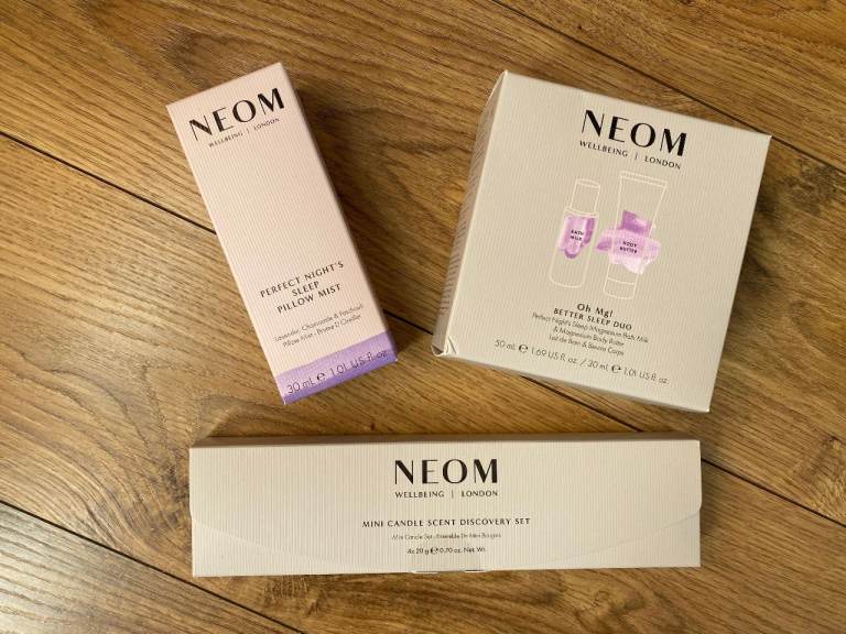 NEOM NEW BUNDLE RRP £68 Mini candle set, Oh Mg! Better Sleep Duo, Perfect Night's Sleep Mist