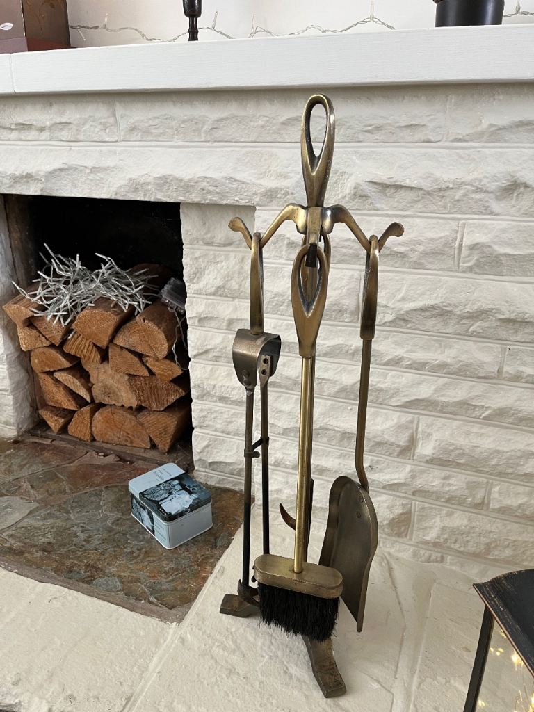 Gold-Tone Vintage Fireplace Companion Set – Good Condition
