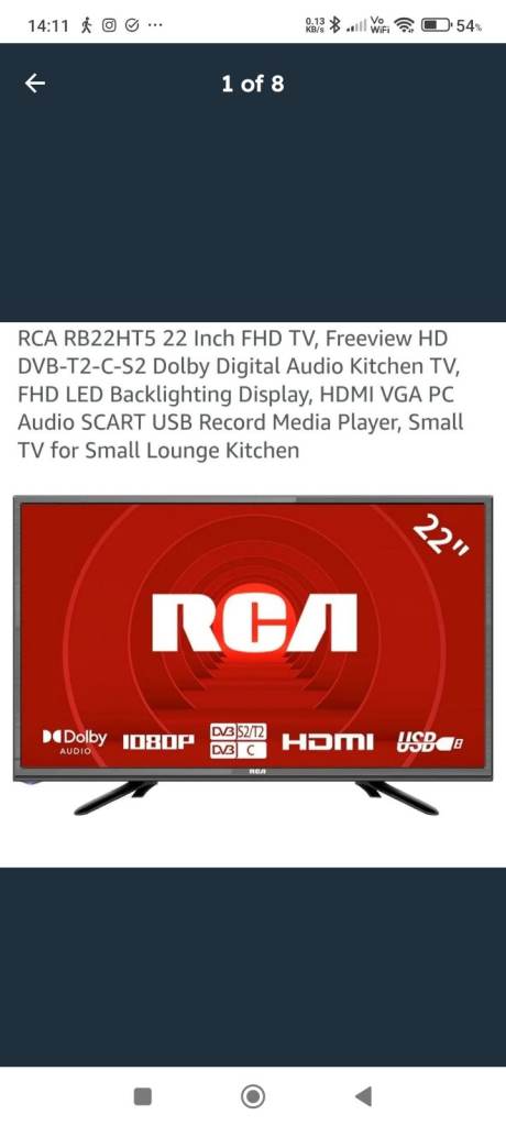 Small TV -Attn caravan owners - RCA 22" FHD TV with Freeview 