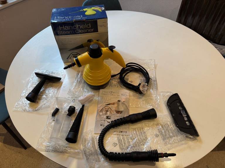 Steam Cleaner handheld w/ 9-Piece Accessories - Stain Removal, Curtains, Car Seats, Floor, Bathroom
