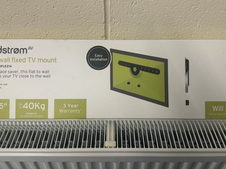 37 - 75" flat to wall fixed TV mount. Brand new in the box. Sandstrom make. 