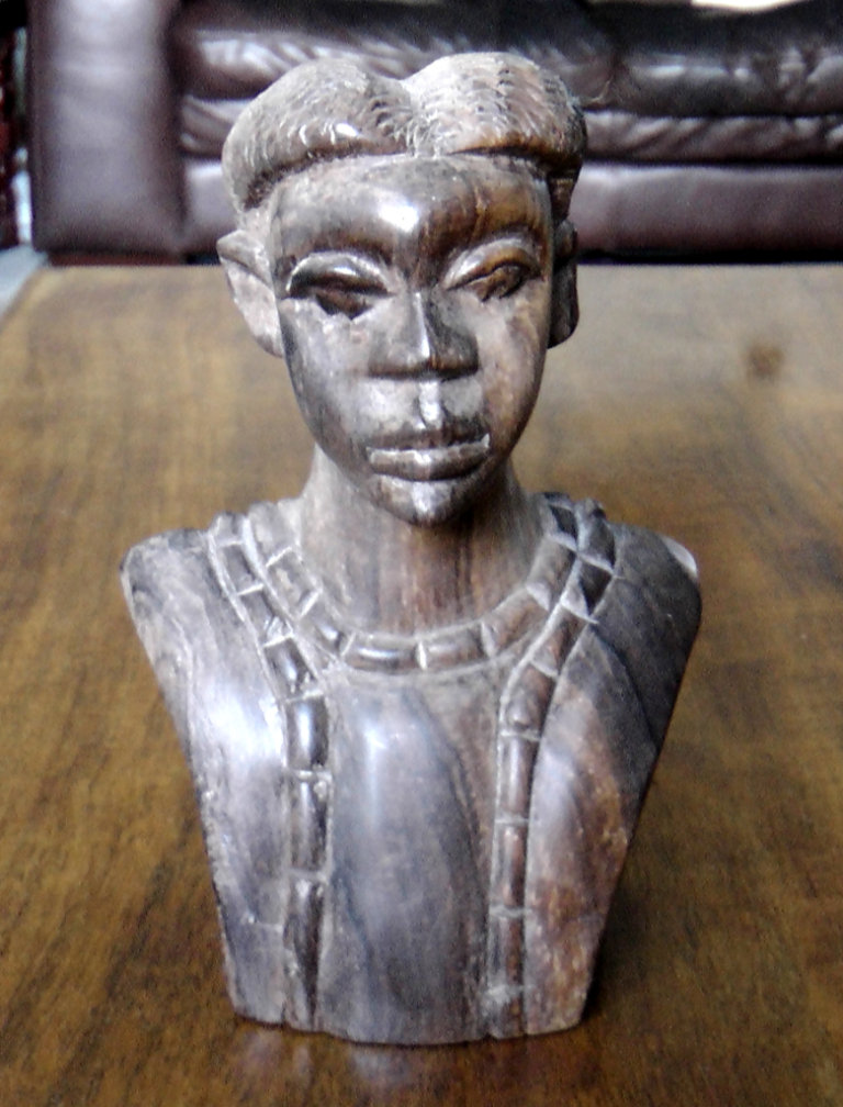 3 Vintage African Solid Hardwood Figure Busts - 2 Male (16cm) & 1 Female (18cm)