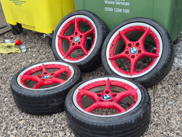 🌟Genuine BMW 18 inch staggered style 108 alloy wheels 5x120 with MATCHING TYRES 7M++ 