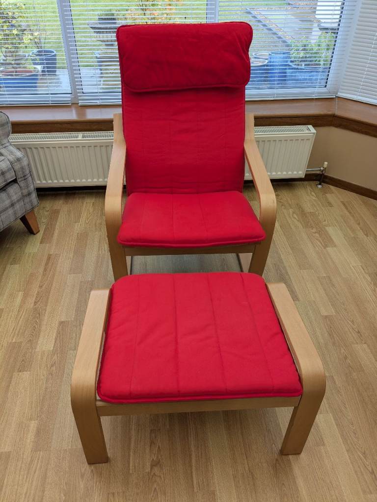 REDUCED. Ikea Poang Chair and Stool, Excellent Condition 