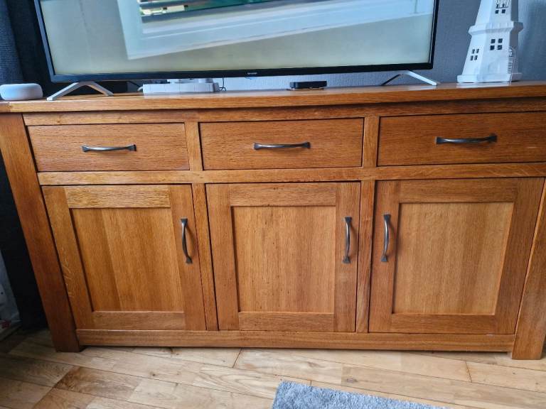 Solid Wood Sideboard with Drawers and Cupboards – Good Condition