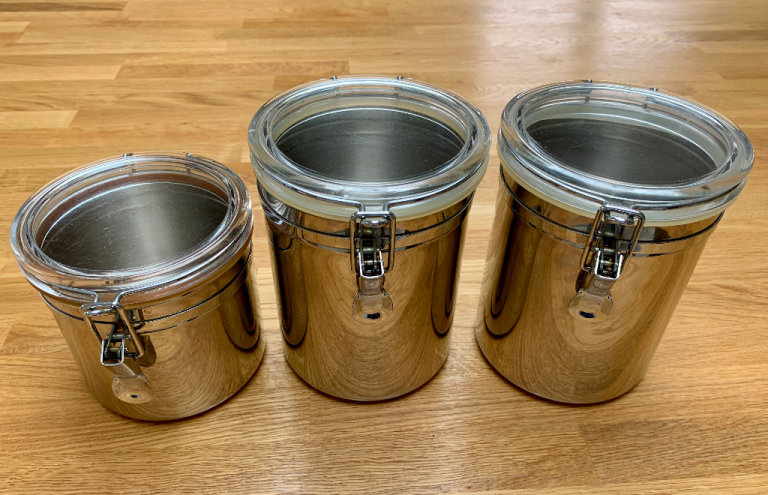 image for Set Of 3 Chrome Smell Proof Container Stash Jars with Glass Airtight Lids