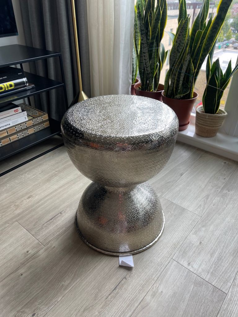 Beautiful metal stool silver decorative style