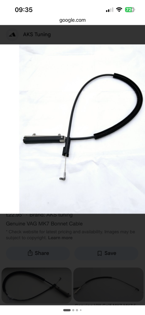 Mark 7 golf bonnet cable - TPS genuine 