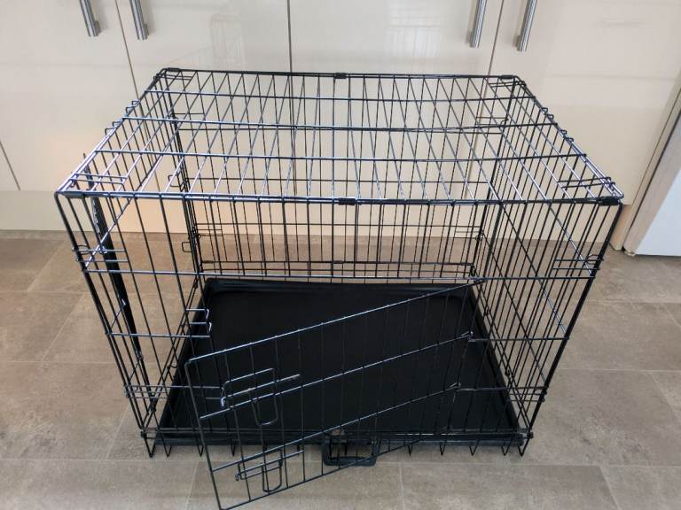 Large foldable dog crate with 2 door entry