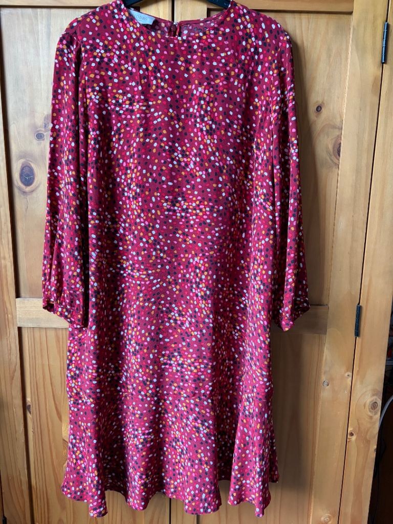 Hobbs Red Polka Dot Midi Dress - UK 12, Good Condition
