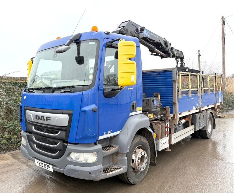 2018 DAF LF55.260 HMF 1120 GRAB CRANE DROPSIDE TIPPER MANUAL 114,000 MILE EURO-6