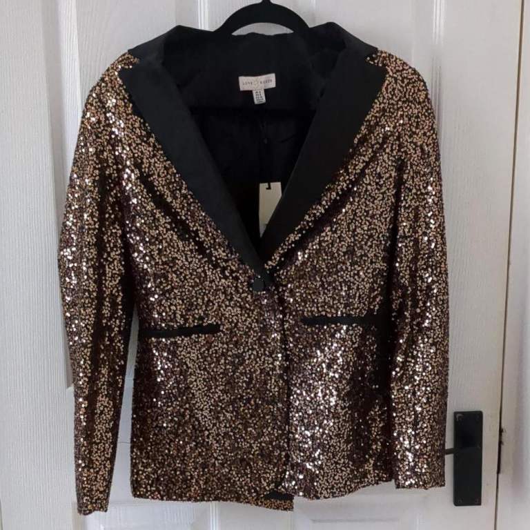 Love & Roses Gold sequin blazer Size 8 #glamour #party #eveningwear  