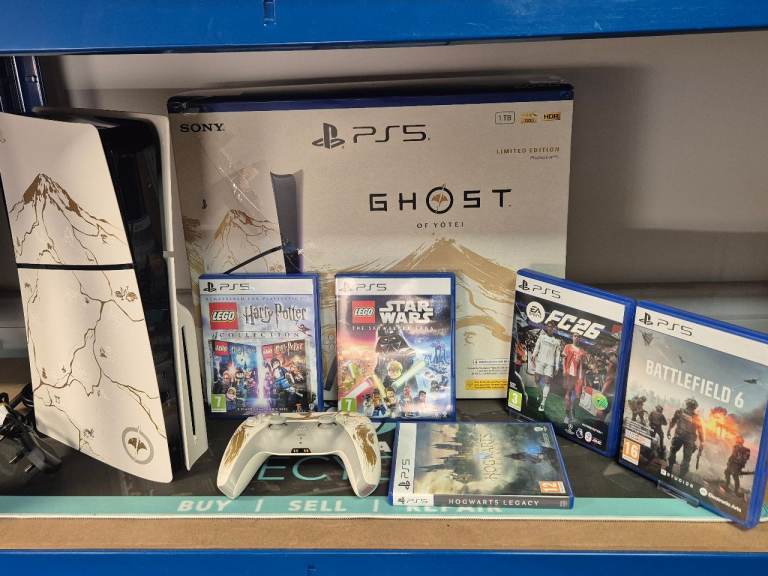 Limited Edition Sony PS5 Slim Disc Ghost of Yotei + 5 Games + Boxed + Warranty