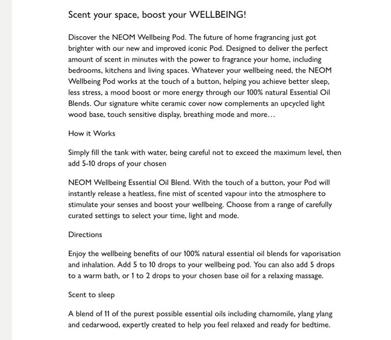 NEOM well-being pod and bedtime essential set