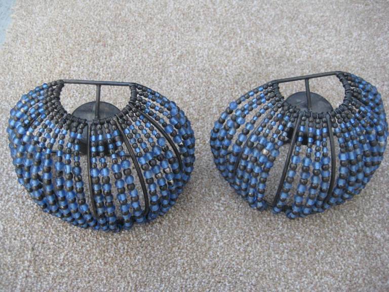 Two Matching Metal and Plastic Bead Semi-Circular Tea-Light Candle Holders: The 2 for £3.00